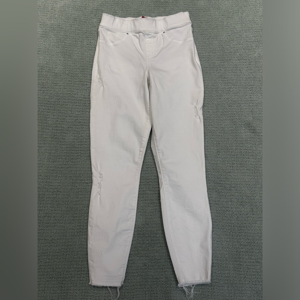 Spanx By Sara Blakely Distressed White  Skinny Jeans Size Small